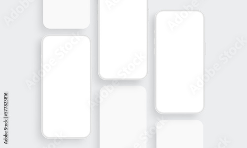 Clay Smartphones With App Screens. Mockup for Mobile App Design. Vector Illustration
