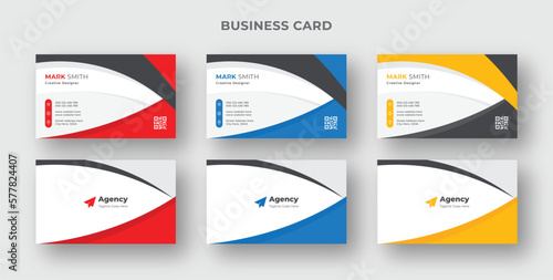 Simple and modern business card template with color variations