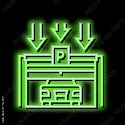 gate closing parking neon glow icon illustration
