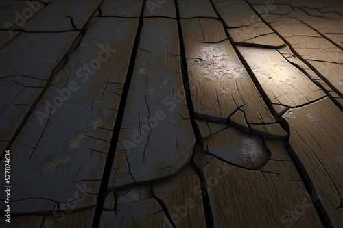 Very old floor in need of repair. Generative AI