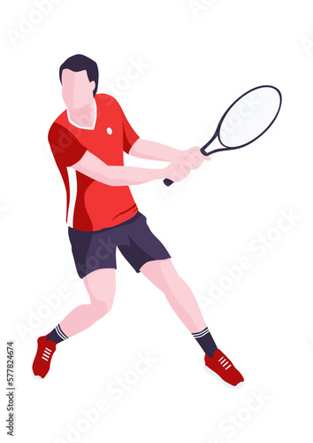 A man playing tennis. Flat vector design.