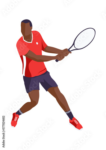 A man playing tennis. Flat vector design.