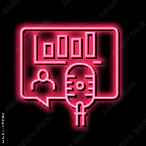 speaking with specialist on radion channel neon glow icon illustration