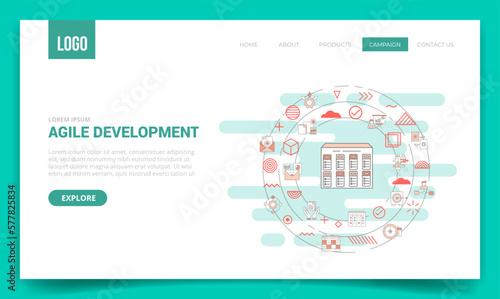 agile development concept with circle icon for website template or landing page homepage