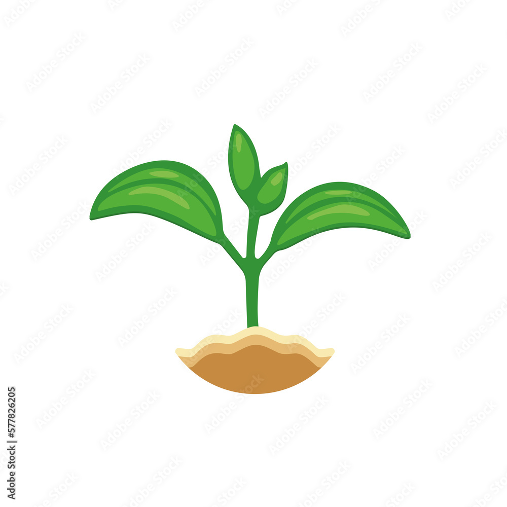 Green sprout grows from the ground. It symbolizes life and development and ecology. Sprout grain icon. Eco icon. Vector ilustration Green sprout grows from the ground. It symbolizes life and development and ecology. Sprout grain icon. Eco icon. Vector ilustration