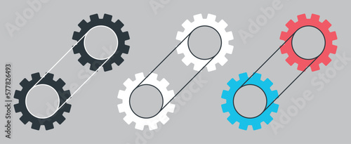 A set of connected gears. Set of gear icons. Vector illustration.