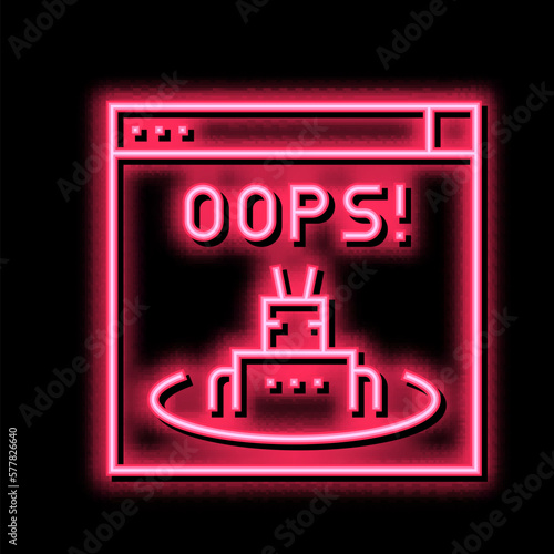 oops web error neon glow icon illustration