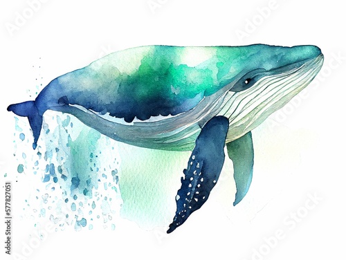 Photography Sea whale hand drawn watercolor illustration animals
