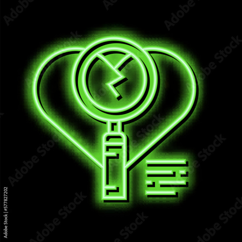 investigation of infidelity neon glow icon illustration