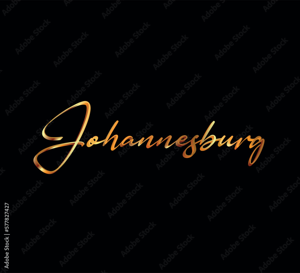 Naklejka premium decorative 3d gold johannesburg text on black background