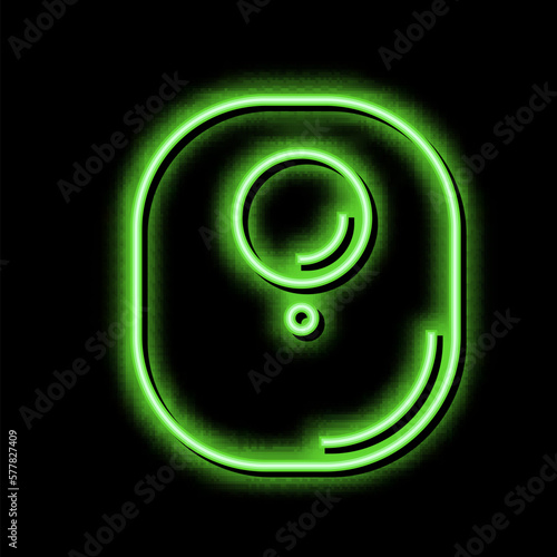 magnetic tag with rfid neon glow icon illustration