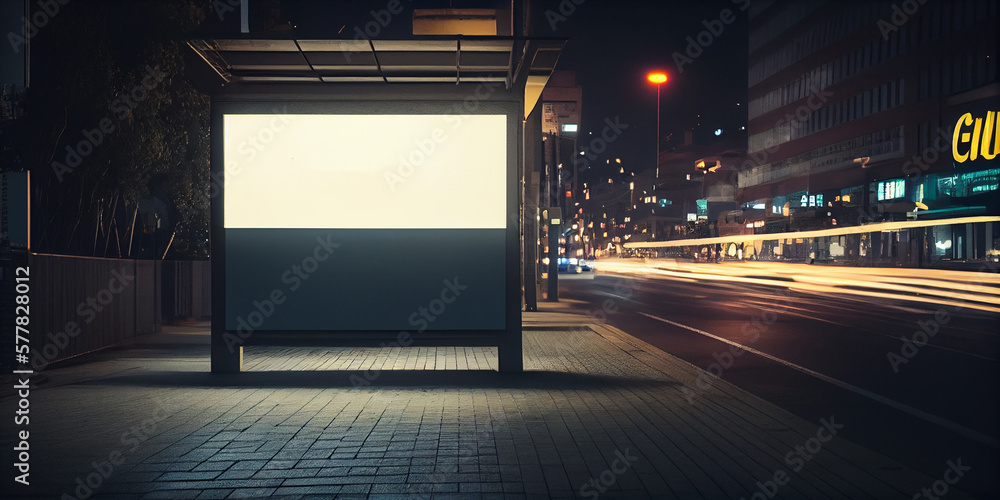 blank advertising banner in the city,Generative AI blank advertising banner in the city,Generative AI