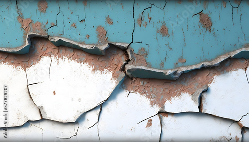 Wall with cracked paint. Generative AI photo