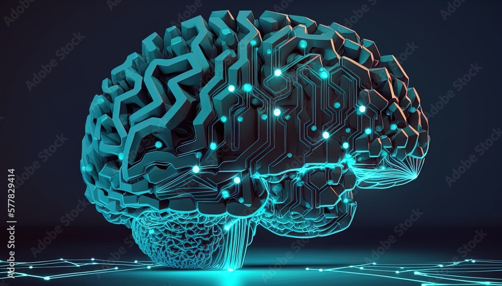 AI Brain, artificial intelligence, artificial brain in the middle of