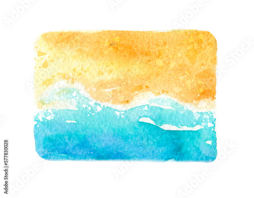 Watercolor line of sand and sea. Hand-drawn illustration isolated on the white background