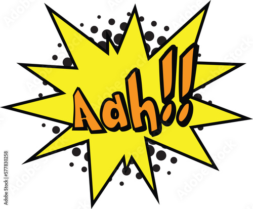 Aah! comic book style exclamation vector illstration with word bubble and half tone backdrop.
