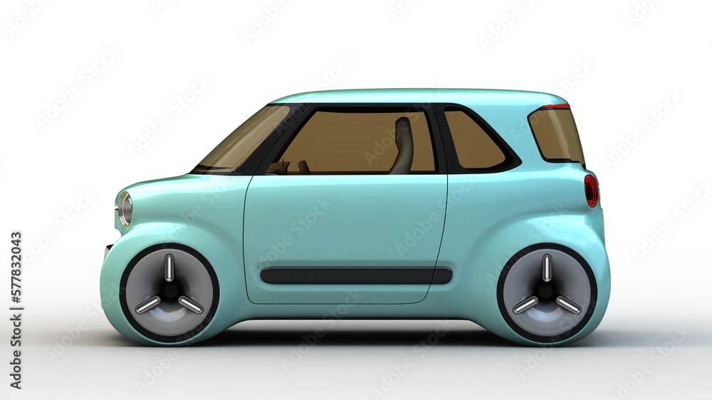 EV concept car, car on white, 3D car design