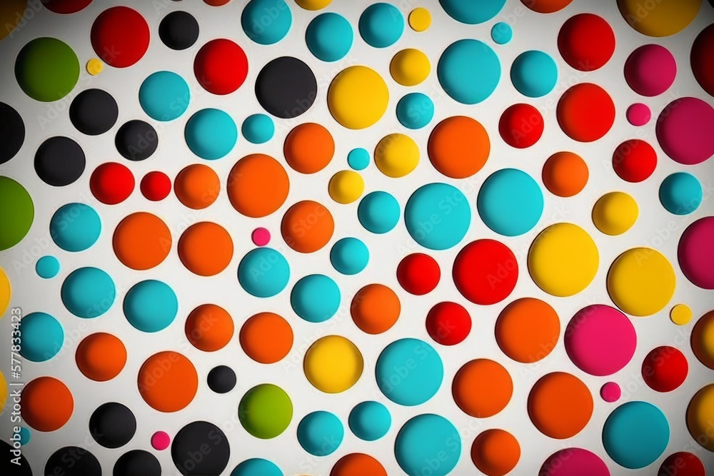 Vibrant Circles: A Flat Wallpaper Bursting with Colorful Spheres, Generated by AI Vibrant Circles: A Flat Wallpaper Bursting with Colorful Spheres, Generated by AI