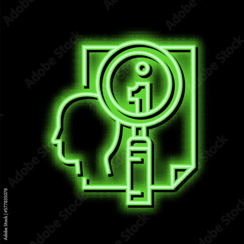 personal information research detective neon glow icon illustration