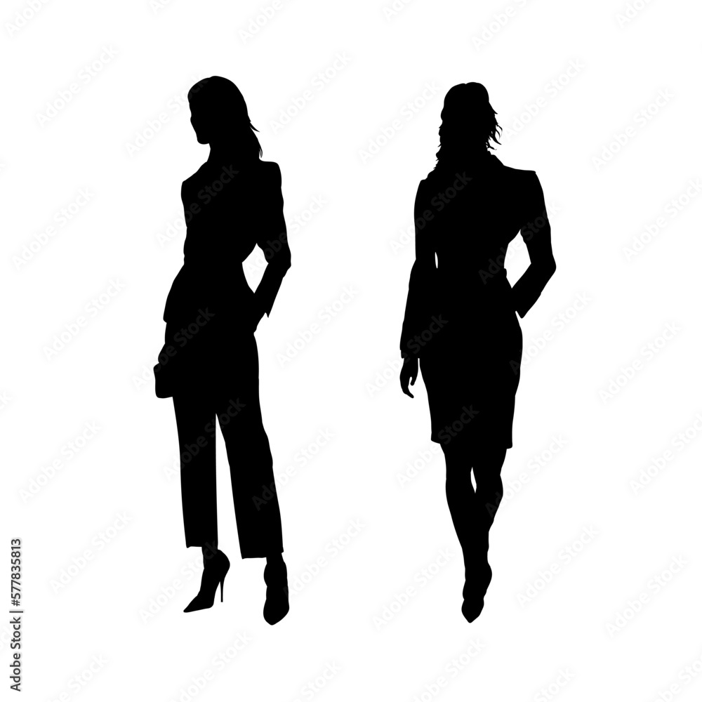 silhouette of a woman in a suit isolated