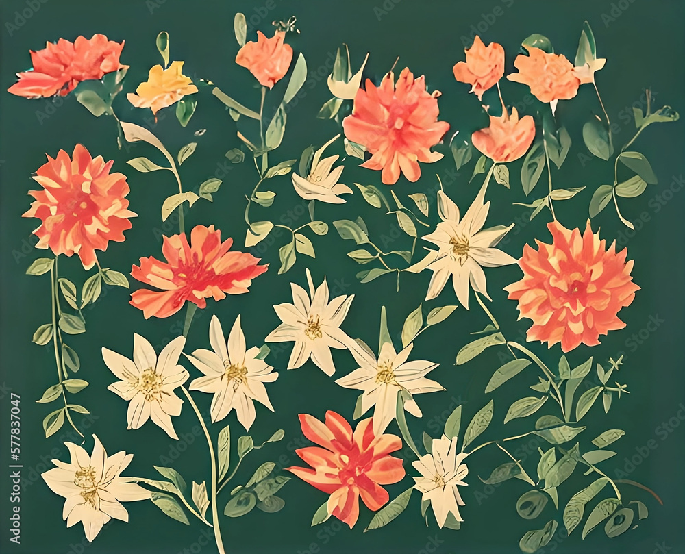 Mid Century Modern Floral Art Mid Century Modern Floral Art