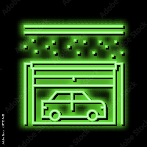 underground car parking neon glow icon illustration