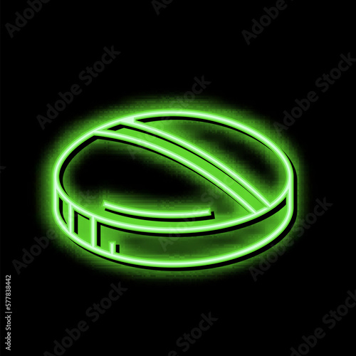 tablet drug pharmaceutical production neon glow icon illustration