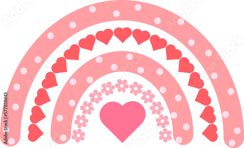pink boho rainbow with hearts and flowers