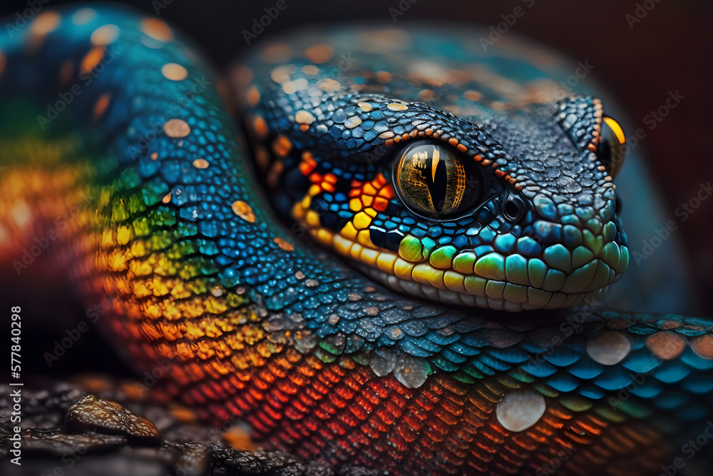 Premium AI Image  Beautiful snake ful challenging color