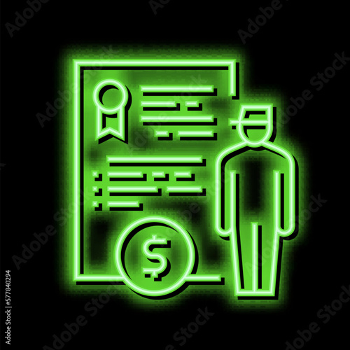 military personnel allowance neon glow icon illustration