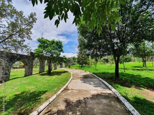 Un día solead en el bosque de Xochimilco en primavera.