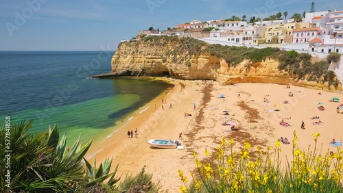 Carvoeiro fishing village with beautiful beach in Algarve, Portugal.