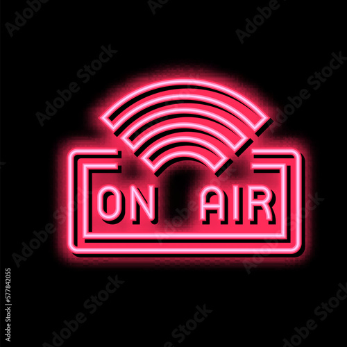 фотографія on air live radio podcast neon glow icon illustration