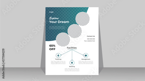 Modern travel flyer design for vacation and fun.