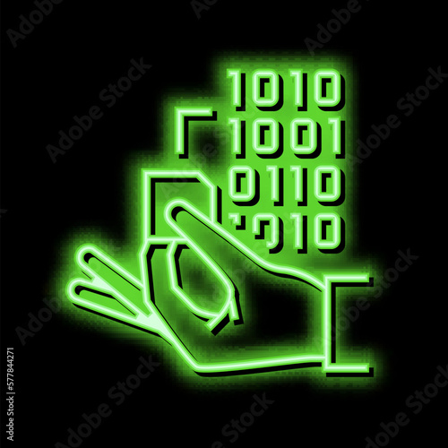 programming rfid chip neon glow icon illustration