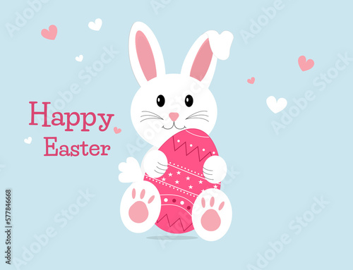 Happy Easter Bunny with eggs