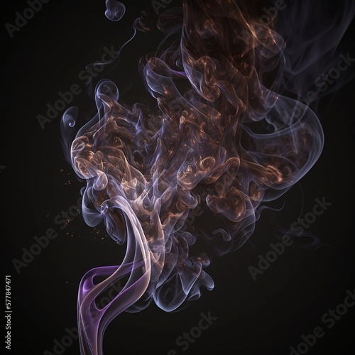 Smoke. Colored smoke on a dark background. Colored thin smoke. Generative AI.