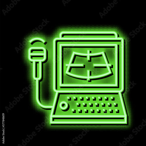 ultrasound radiology computer neon glow icon illustration