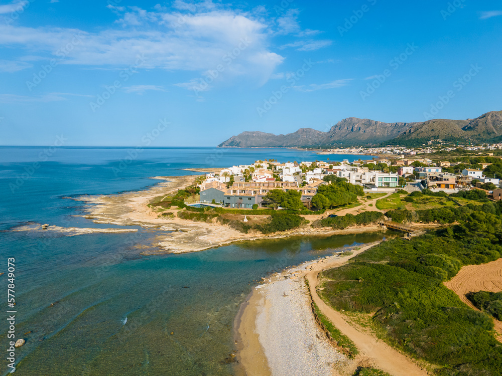 Sa Canova, Mallorca from Drone. Beach Aerial Photo