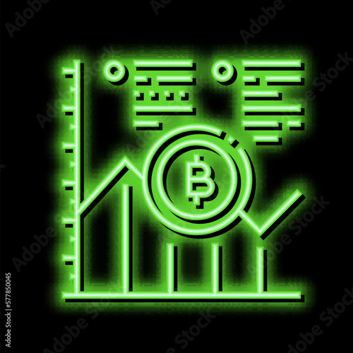 growth bitcoin rate ico neon glow icon illustration
