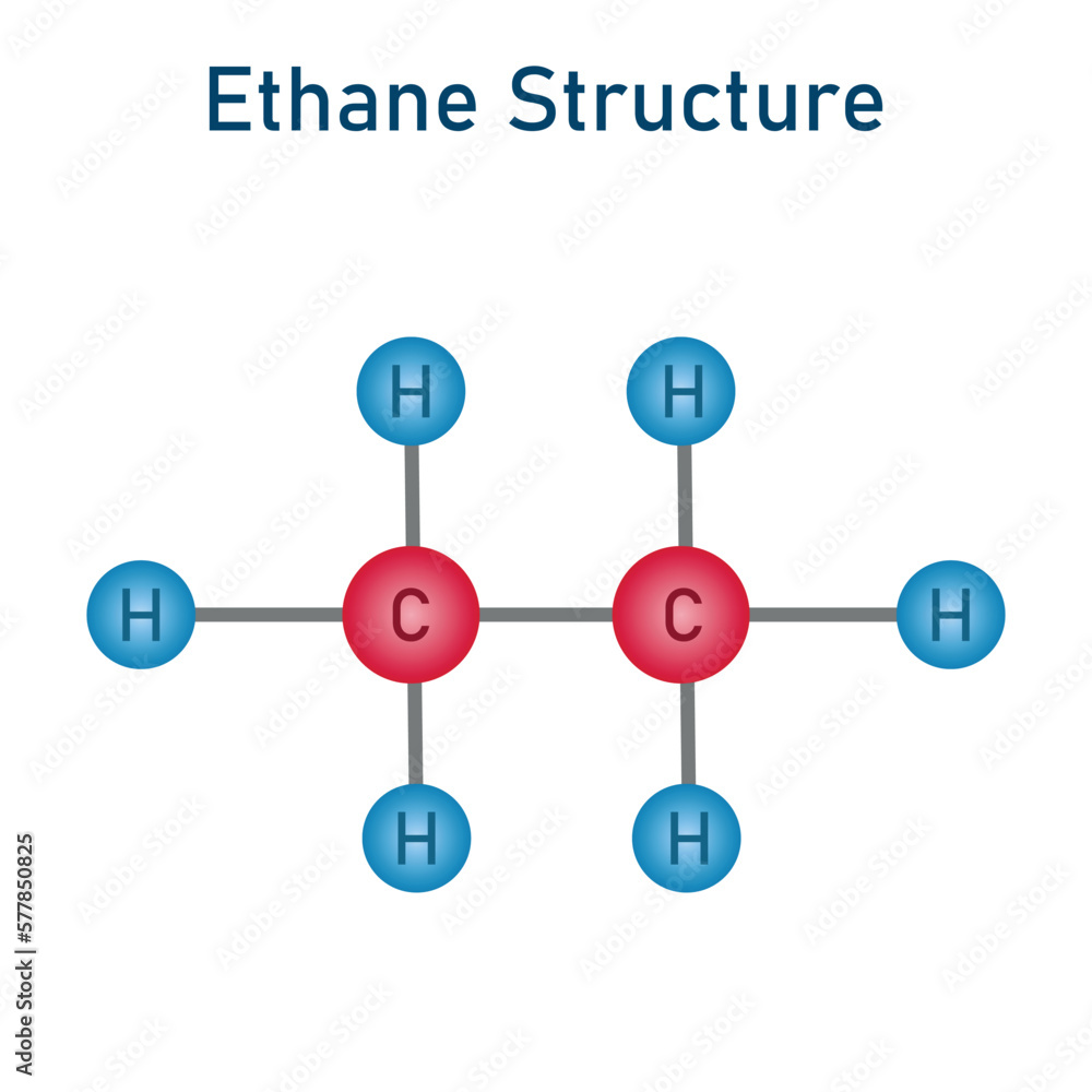 Ethane structure and formula. Organic chemical compound. Vector illustration isolated on white background. Ethane structure and formula. Organic chemical compound. Vector illustration isolated on white background.