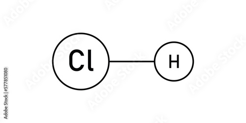 Bond polarity in Hydrochloric acid (HCl) molecule. Scientific vector illustration isolated on white background.