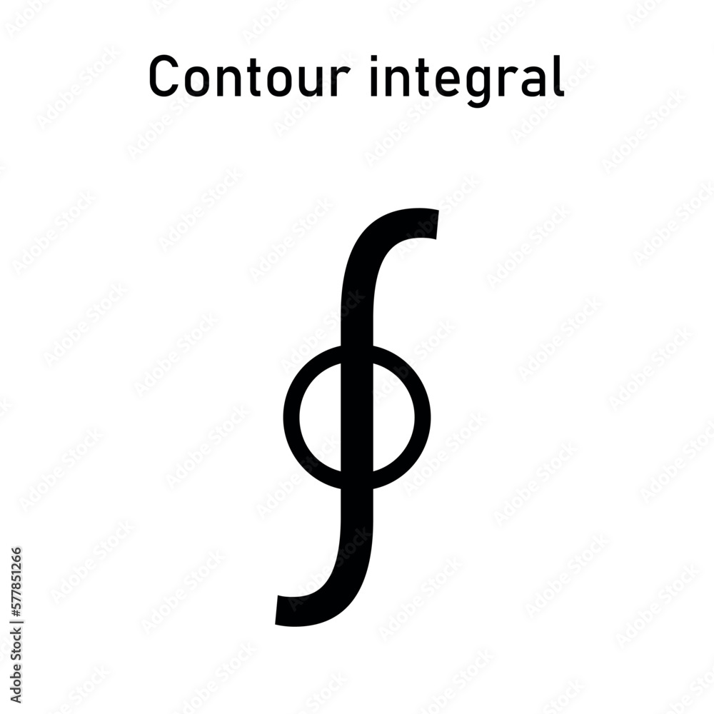 Contour integral symbol in mathematics. Vector illustration isolated on white background. Contour integral symbol in mathematics. Vector illustration isolated on white background.