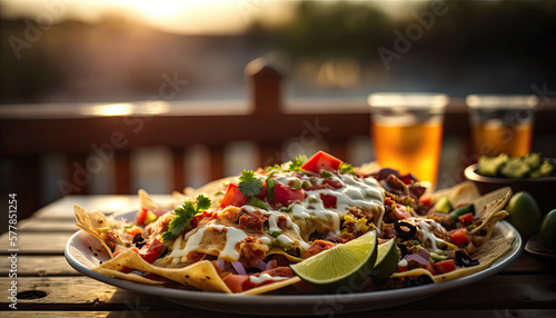Fotografia food photography of nachos Generative AI