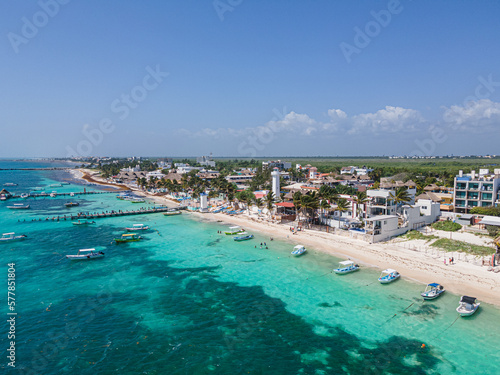 Aerial view of Puerto Morelos, Mexico