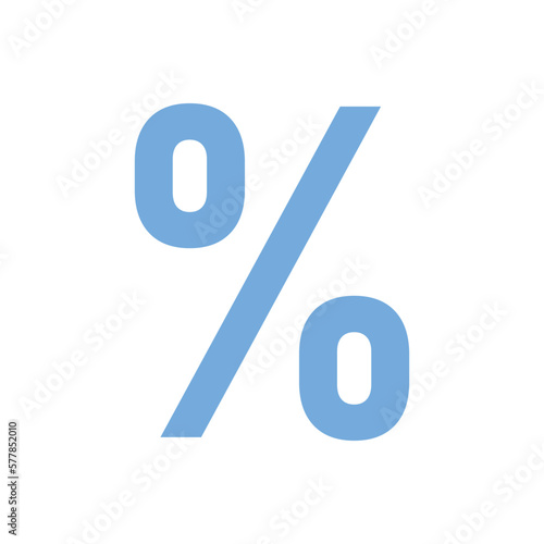Blue percent symbol. Percentage sign. Vector illustration isolated on white background.