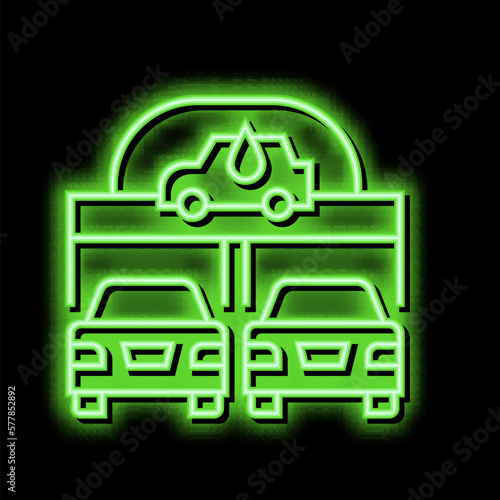 automatically car wash service neon glow icon illustration