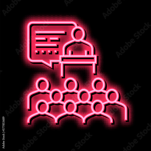 parents meeting neon glow icon illustration