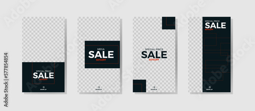 set of social media sale story cover. White and black color. Poster, banner, background, shop, sales.