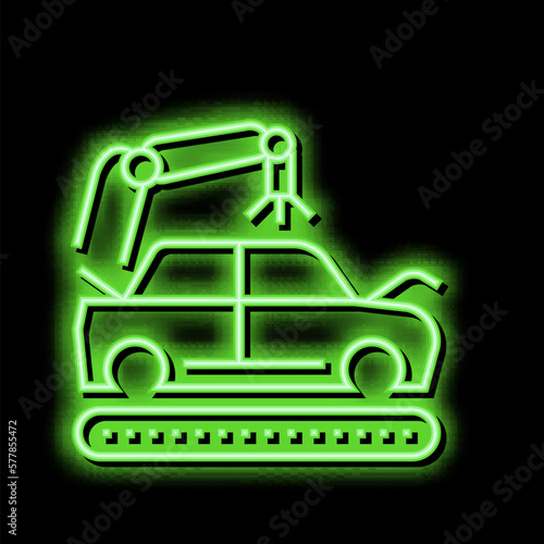 apply primer on car body neon glow icon illustration